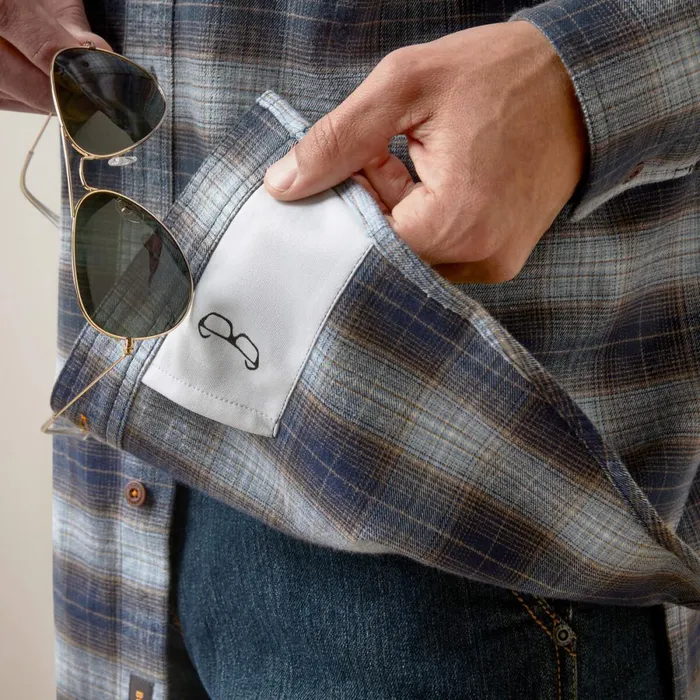Rebar Flannel DuraStretch Work Shirt Blue Khaki Plaid Men Ariat Button Down Shirts Rebar Flannel DuraStretch Work Shirt Blue Khaki Plaid Men Ariat Button Down Shirts