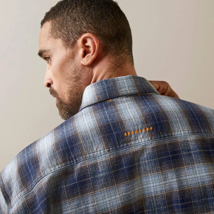Rebar Flannel DuraStretch Work Shirt Blue Khaki Plaid Men Ariat Button Down Shirts Rebar Flannel DuraStretch Work Shirt Blue Khaki Plaid Men Ariat Button Down Shirts