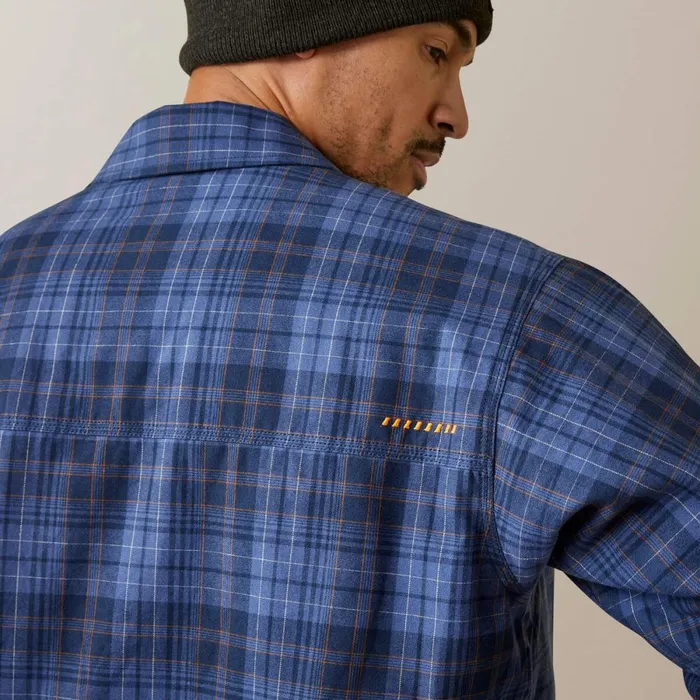 Rebar Flannel Insulated Shirt Jacket Coastal Blue Plaid Men Ariat Jackets and Vests