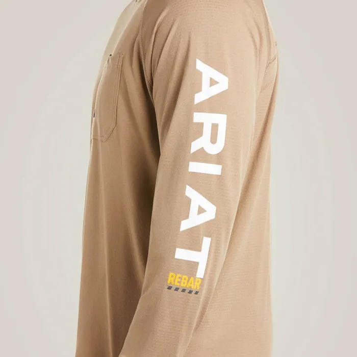Rebar Heat Fighter TShirt Khaki Men Ariat TShirts and Polos Rebar Heat Fighter TShirt Khaki Men Ariat TShirts and Polos