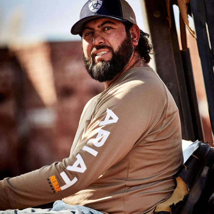 Rebar Heat Fighter TShirt Khaki Men Ariat TShirts and Polos Rebar Heat Fighter TShirt Khaki Men Ariat TShirts and Polos