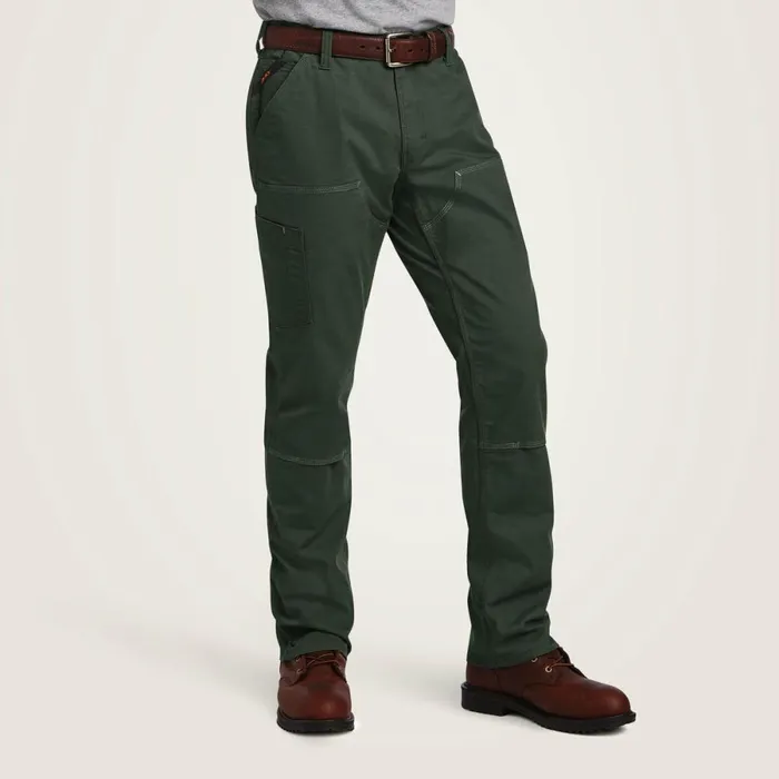 Rebar M4 Low Rise DuraStretch Made Tough Double Front Stackable Straight Leg Pant Deep Forest Men Ariat Pants and Shorts