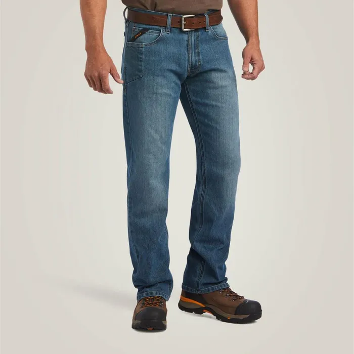 Rebar M5 DuraStretch Basic Stackable Straight Leg Jean Edgewood Men Ariat Denim