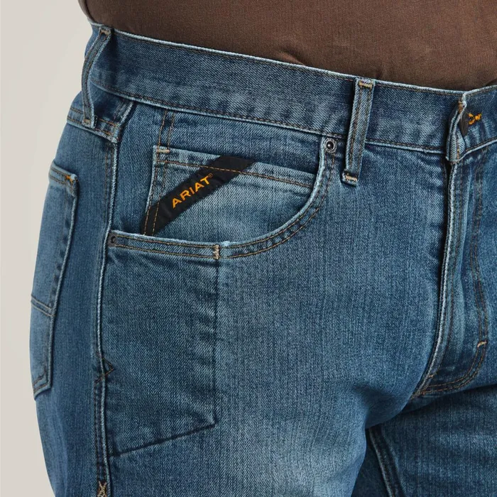 Rebar M5 DuraStretch Basic Stackable Straight Leg Jean Edgewood Men Ariat Denim Rebar M5 DuraStretch Basic Stackable Straight Leg Jean Edgewood Men Ariat Denim