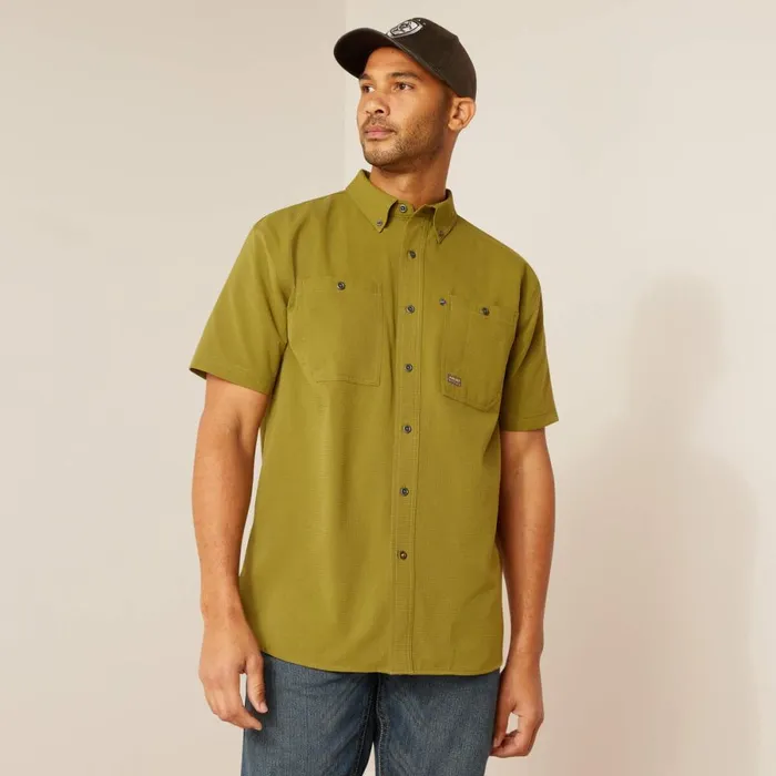 Rebar Made Tough 360 AirFlow Work Shirt Lichen Men Ariat Button Down Shirts