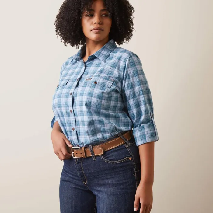 Rebar Made Tough DuraStretch Work Shirt Clear Sky Plaid Women Ariat TShirts and Tops Rebar Made Tough DuraStretch Work Shirt Clear Sky Plaid Women Ariat TShirts and Tops