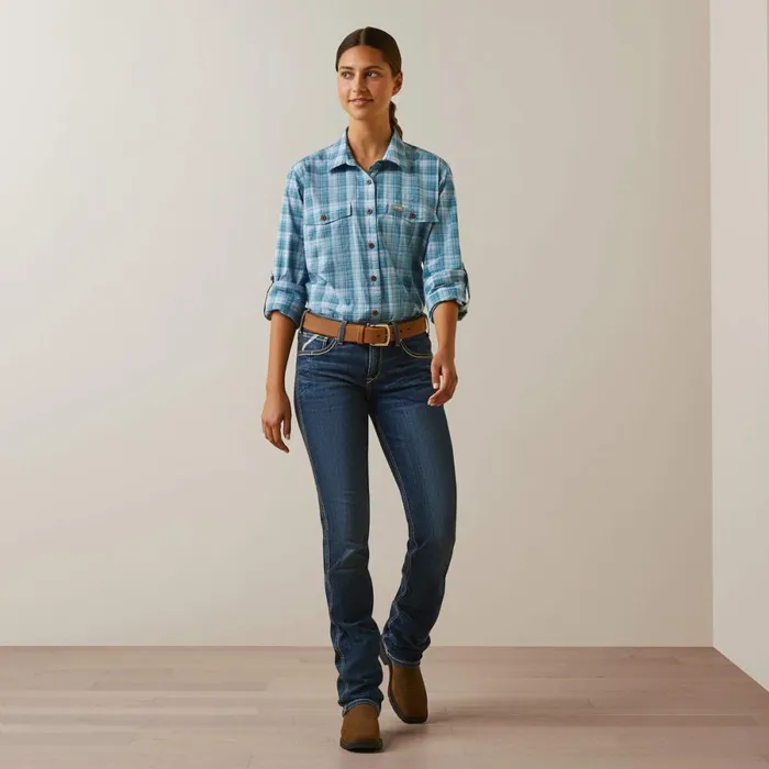 Rebar Made Tough DuraStretch Work Shirt Clear Sky Plaid Women Ariat TShirts and Tops Rebar Made Tough DuraStretch Work Shirt Clear Sky Plaid Women Ariat TShirts and Tops