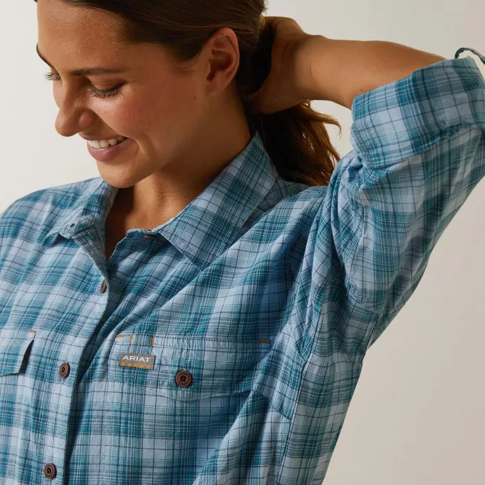 Rebar Made Tough DuraStretch Work Shirt Clear Sky Plaid Women Ariat TShirts and Tops Rebar Made Tough DuraStretch Work Shirt Clear Sky Plaid Women Ariat TShirts and Tops