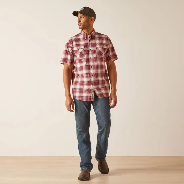 Rebar Made Tough DuraStretch Work Shirt Roan Rouge Plaid Men Ariat Button Down Shirts Rebar Made Tough DuraStretch Work Shirt Roan Rouge Plaid Men Ariat Button Down Shirts