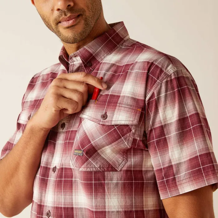 Rebar Made Tough DuraStretch Work Shirt Roan Rouge Plaid Men Ariat Button Down Shirts Rebar Made Tough DuraStretch Work Shirt Roan Rouge Plaid Men Ariat Button Down Shirts