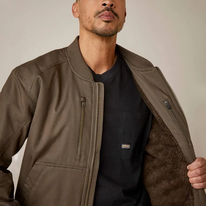 Rebar Stretch Canvas Bomber Jacket Wren Men Ariat Workwear Rebar Stretch Canvas Bomber Jacket Wren Men Ariat Workwear
