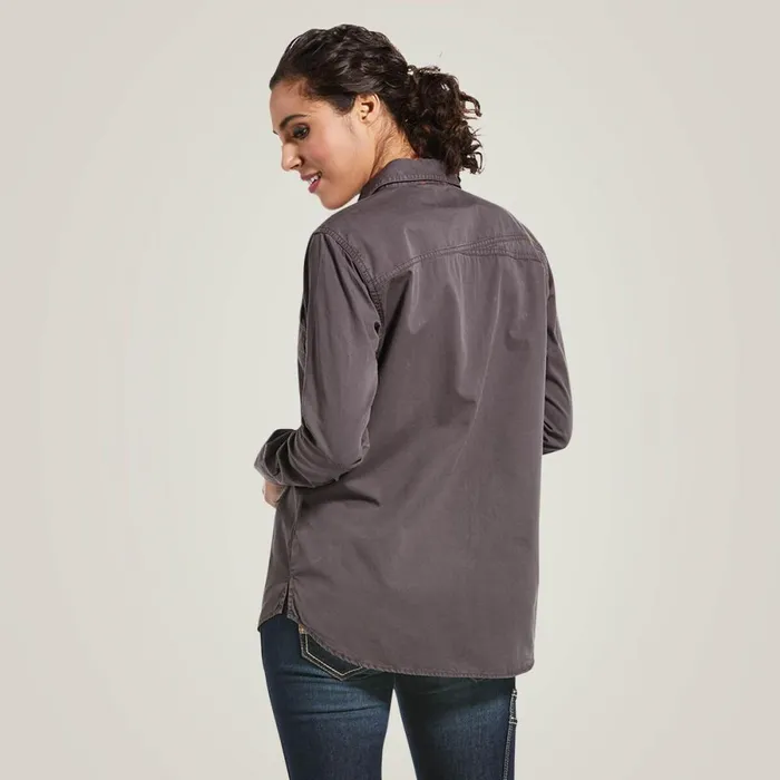 Rebar Washed Twill Work Shirt Rebar Grey Women Ariat TShirts and Tops Rebar Washed Twill Work Shirt Rebar Grey Women Ariat TShirts and Tops