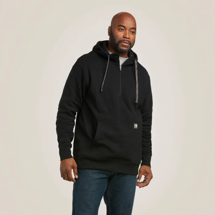 Rebar Workman 14 Zip Hoodie Black Men Ariat Sweatshirts and Hoodies