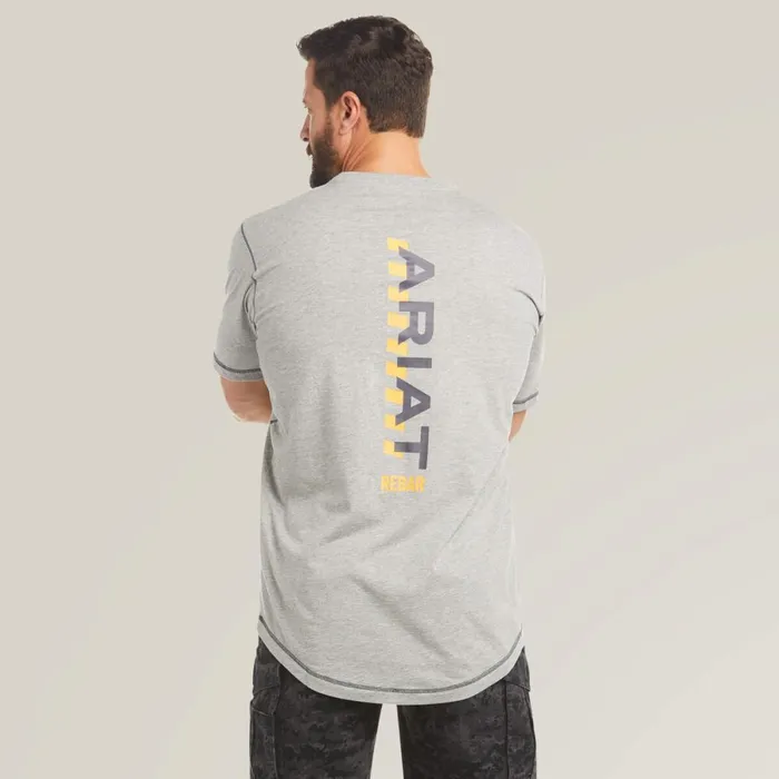 Rebar Workman Logo TShirt Heather Grey Men Ariat TShirts and Polos