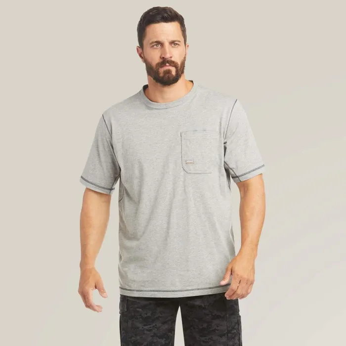 Rebar Workman Logo TShirt Heather Grey Men Ariat TShirts and Polos Rebar Workman Logo TShirt Heather Grey Men Ariat TShirts and Polos