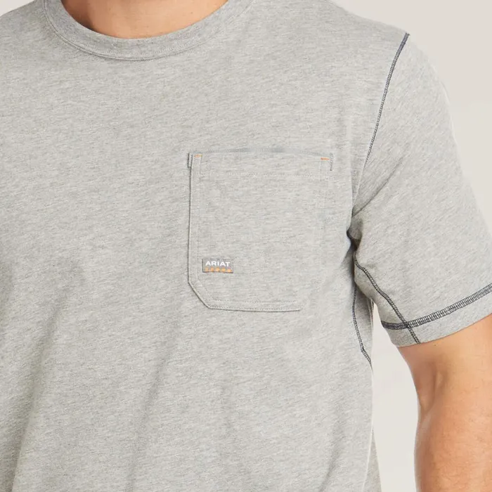 Rebar Workman Logo TShirt Heather Grey Men Ariat TShirts and Polos Rebar Workman Logo TShirt Heather Grey Men Ariat TShirts and Polos
