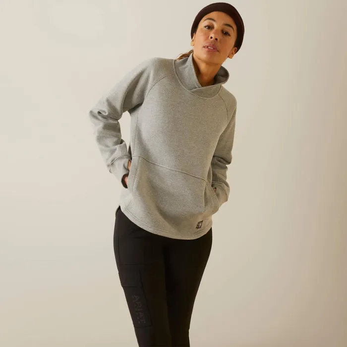 Rebar Workman Oversized Funnel Sweatshirt Heather Grey Women Ariat Sweatshirts and Hoodies