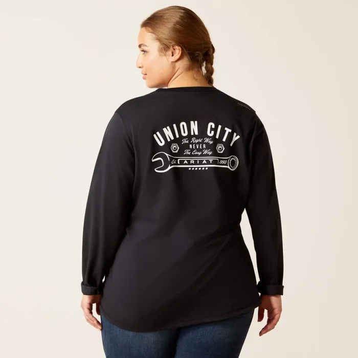 Rebar Workman Union City Black Women Ariat TShirts and Tops Rebar Workman Union City Black Women Ariat TShirts and Tops