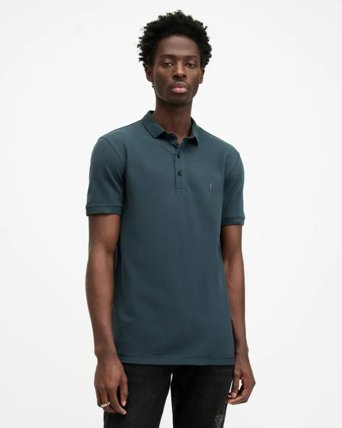 Reform Short Sleeve Polo Shirt Marine Blue Men AllSaints Polos