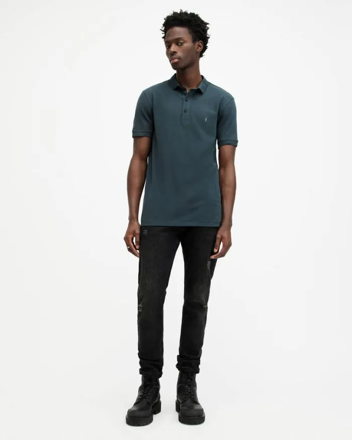 Reform Short Sleeve Polo Shirt Marine Blue Men AllSaints Polos