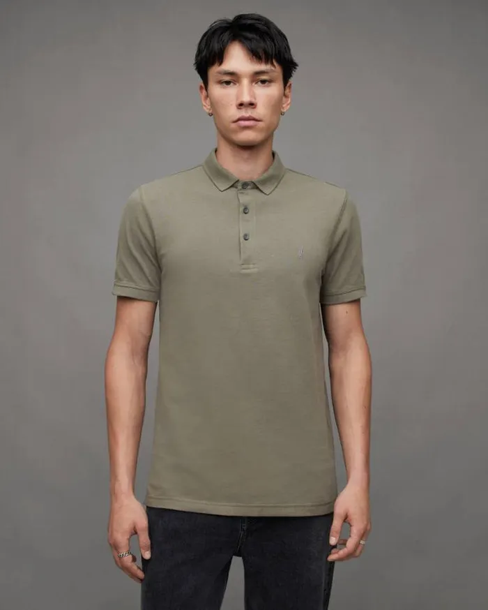 Reform Short Sleeve Ramskull Polo Shirt Planet Grey Men AllSaints Polos