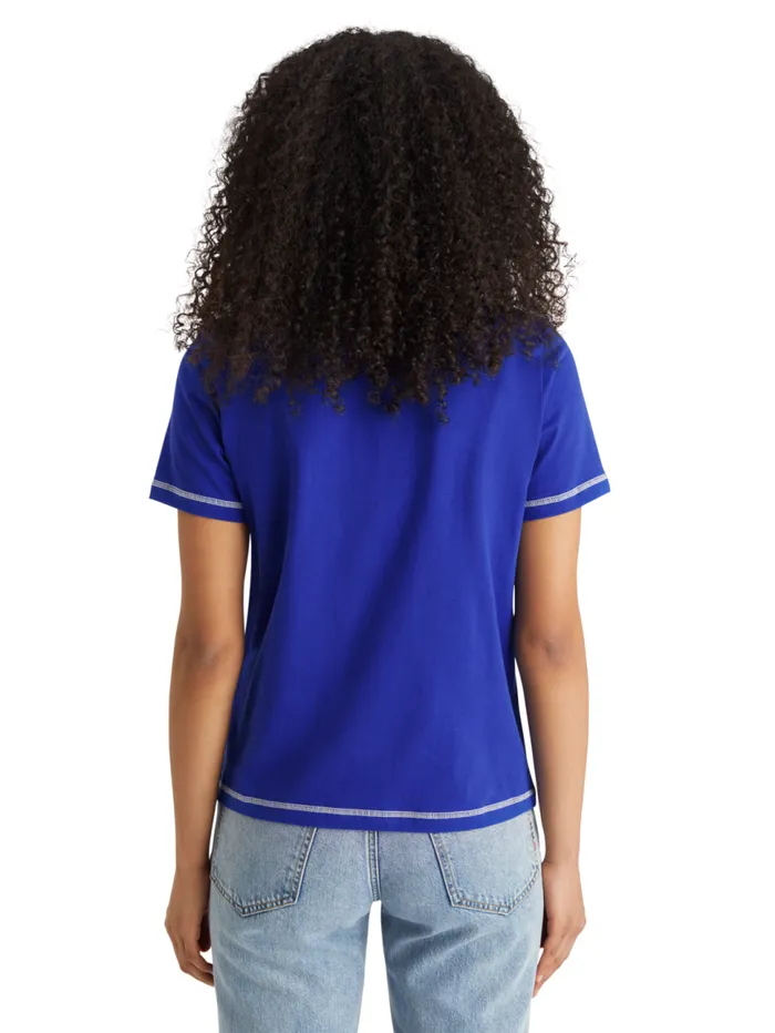 Regular Fit Tshirt With Flatlock Detail Electric Blue Women Scotch and Soda Tops and TShirts Regular Fit Tshirt With Flatlock Detail Electric Blue Women Scotch and Soda Tops and TShirts