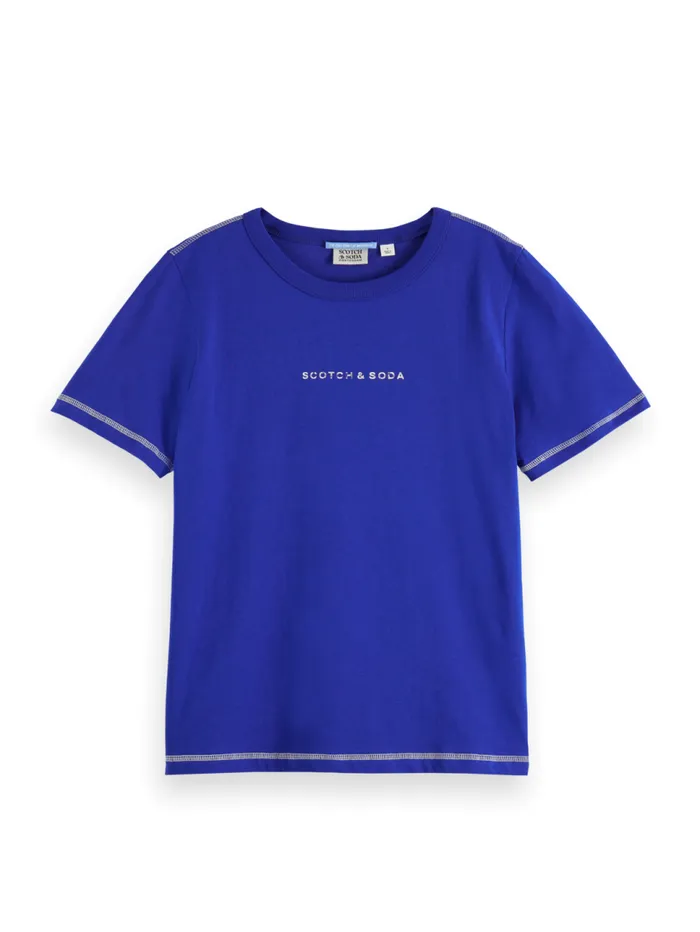 Regular Fit Tshirt With Flatlock Detail Electric Blue Women Scotch and Soda Tops and TShirts Regular Fit Tshirt With Flatlock Detail Electric Blue Women Scotch and Soda Tops and TShirts
