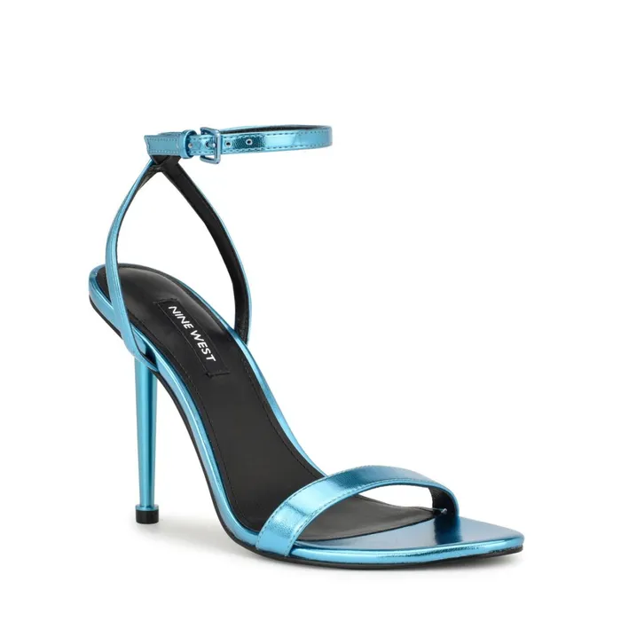 Reina Ankle Strap Sandals Blue Women Nine West Heeled Reina Ankle Strap Sandals Blue Women Nine West Heeled