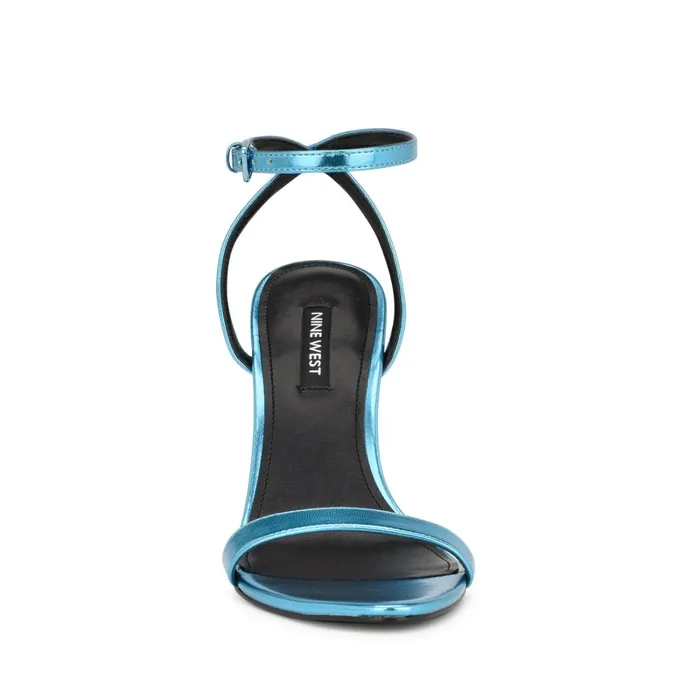 Reina Ankle Strap Sandals Blue Women Nine West Heeled Reina Ankle Strap Sandals Blue Women Nine West Heeled
