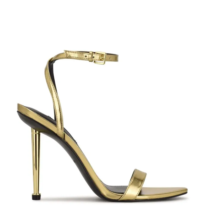 Reina Ankle Strap Sandals Gold Women Nine West High