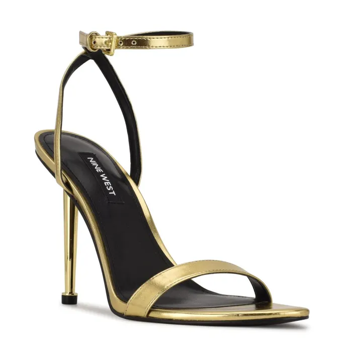 Reina Ankle Strap Sandals Gold Women Nine West High Reina Ankle Strap Sandals Gold Women Nine West High
