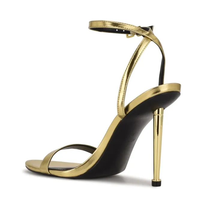 Reina Ankle Strap Sandals Gold Women Nine West High Reina Ankle Strap Sandals Gold Women Nine West High