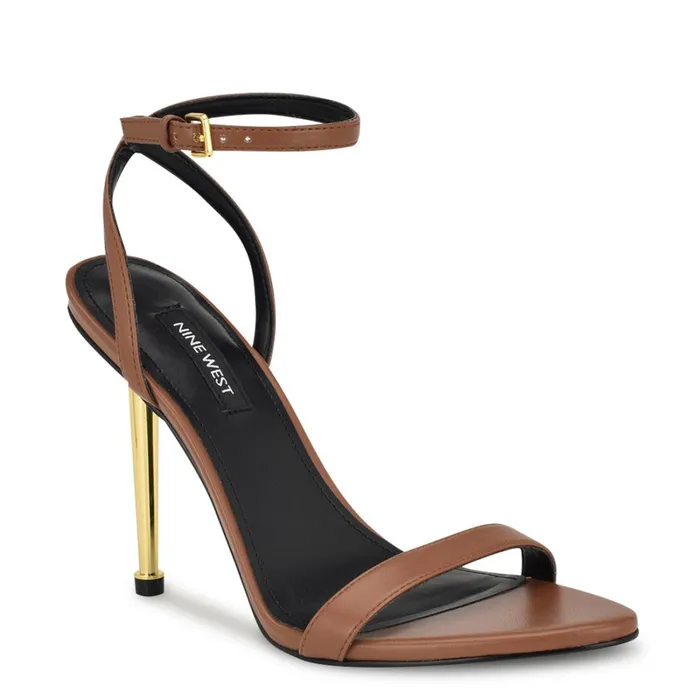 Reina Ankle Strap Sandals Light Brown Women Nine West Heeled Reina Ankle Strap Sandals Light Brown Women Nine West Heeled