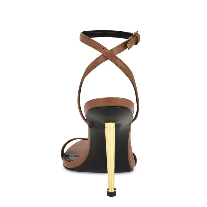 Reina Ankle Strap Sandals Light Brown Women Nine West Heeled Reina Ankle Strap Sandals Light Brown Women Nine West Heeled