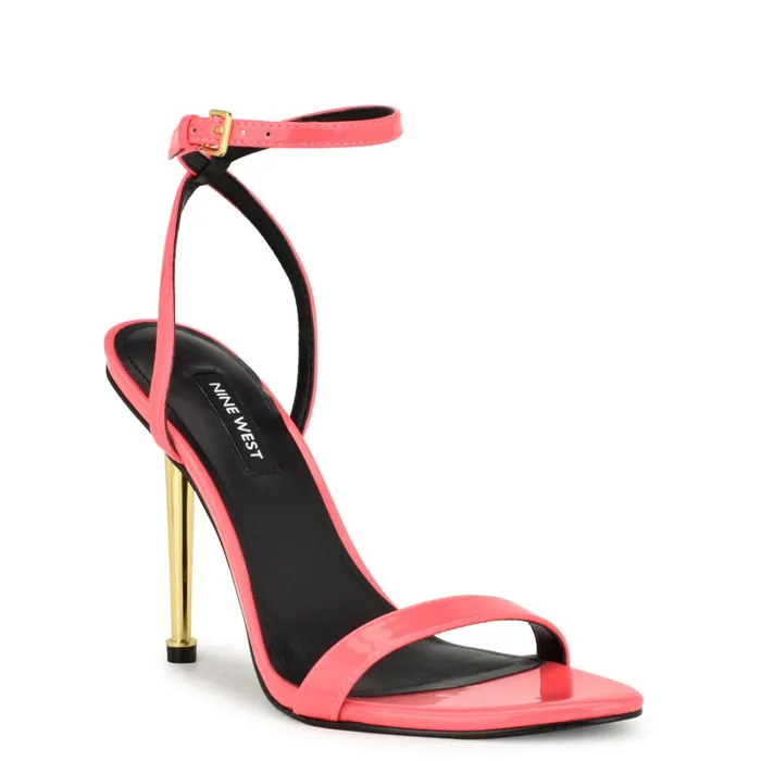 Reina Ankle Strap Sandals Pink Patent Women Nine West Dress Reina Ankle Strap Sandals Pink Patent Women Nine West Dress
