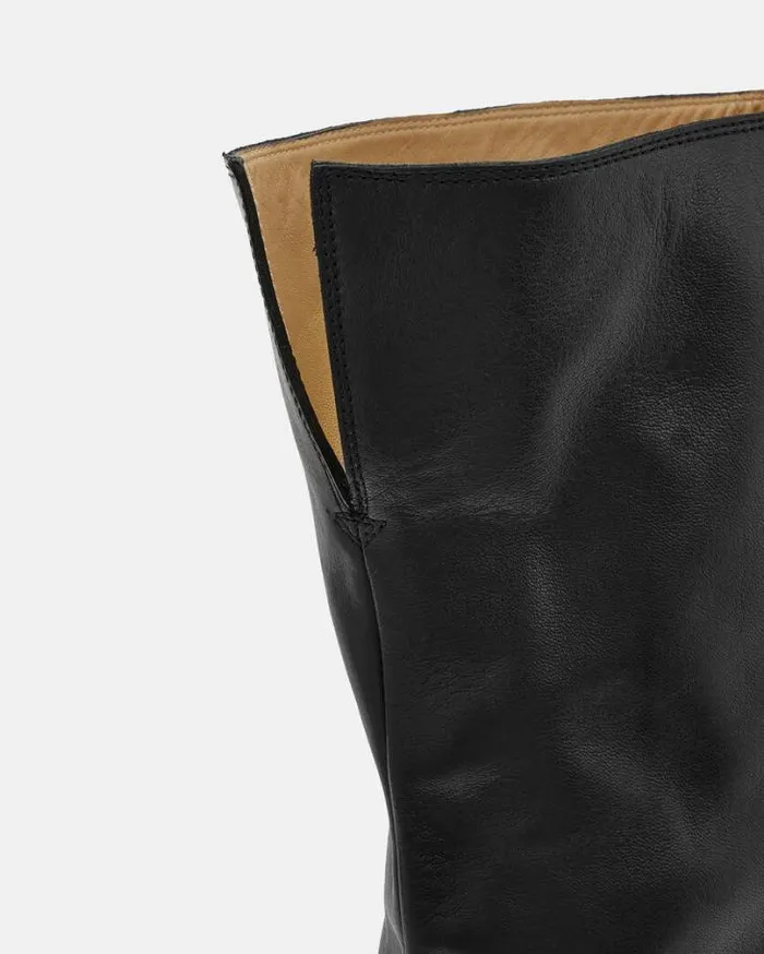 Reina Over Knee Leather Heeled Boots Black Women AllSaints Shoes and Boots