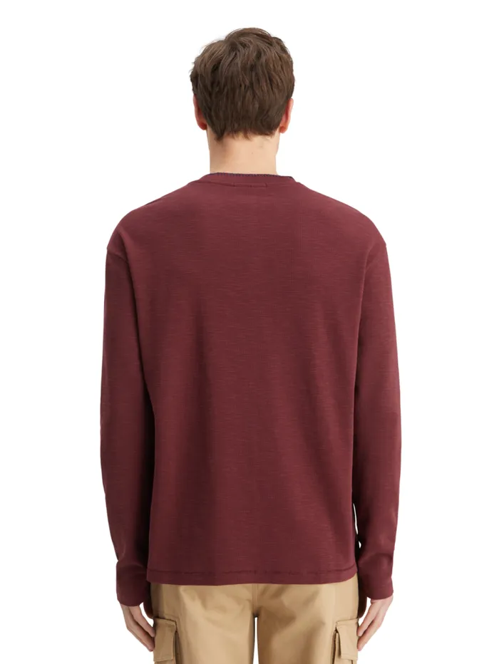 Relaxed Fit Blanket Stitch Slub Longsleeve Tshirt Wine Men Scotch and Soda TShirts and Polo Shirts Relaxed Fit Blanket Stitch Slub Longsleeve Tshirt Wine Men Scotch and Soda TShirts and Polo Shirts