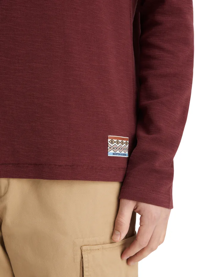 Relaxed Fit Blanket Stitch Slub Longsleeve Tshirt Wine Men Scotch and Soda TShirts and Polo Shirts Relaxed Fit Blanket Stitch Slub Longsleeve Tshirt Wine Men Scotch and Soda TShirts and Polo Shirts