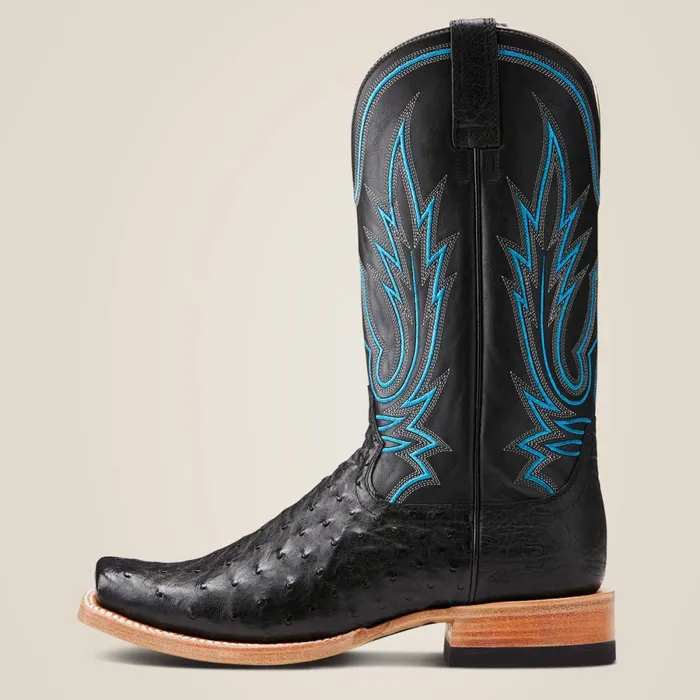 Relentless All Around Western Boot Black Full Quill Ostrich Men Ariat Western Boots