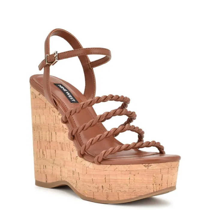 Renest Ankle Strap Wedge Sandals Brown Women Nine West Wedges Renest Ankle Strap Wedge Sandals Brown Women Nine West Wedges