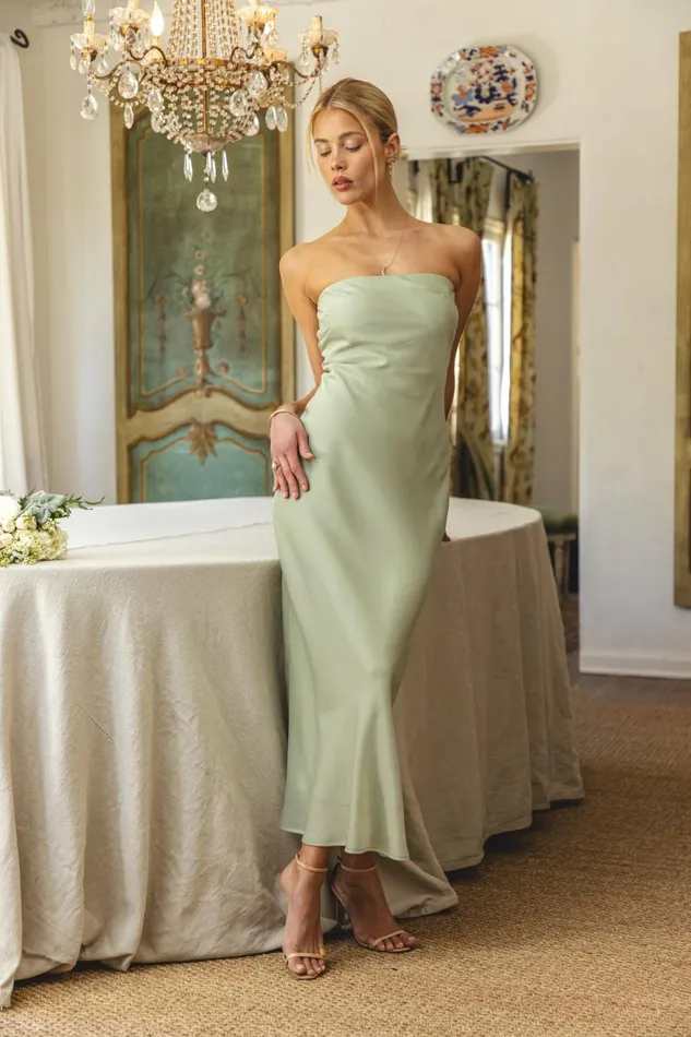 RESA Midi Dress Anna Slip In Sage 8211 Women