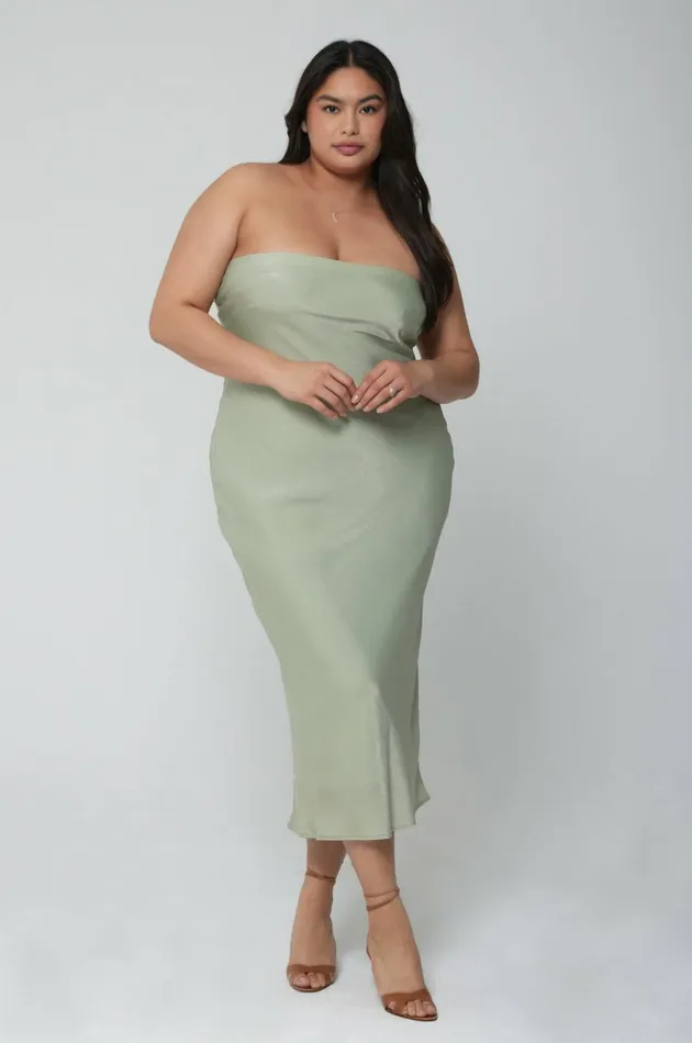 RESA Midi Dress Anna Slip In Sage 8211 Women