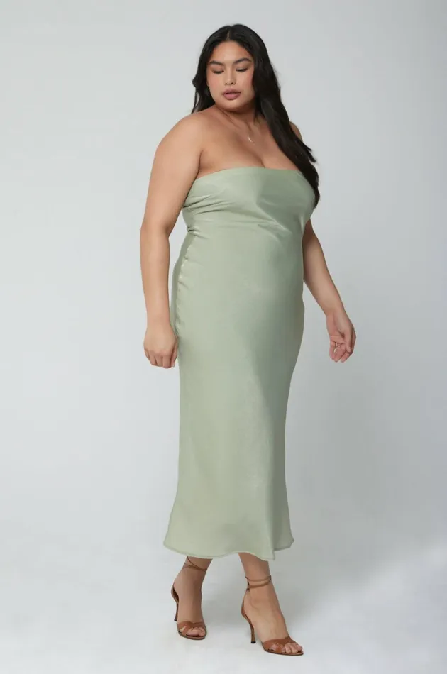 RESA Midi Dress Anna Slip In Sage 8211 Women