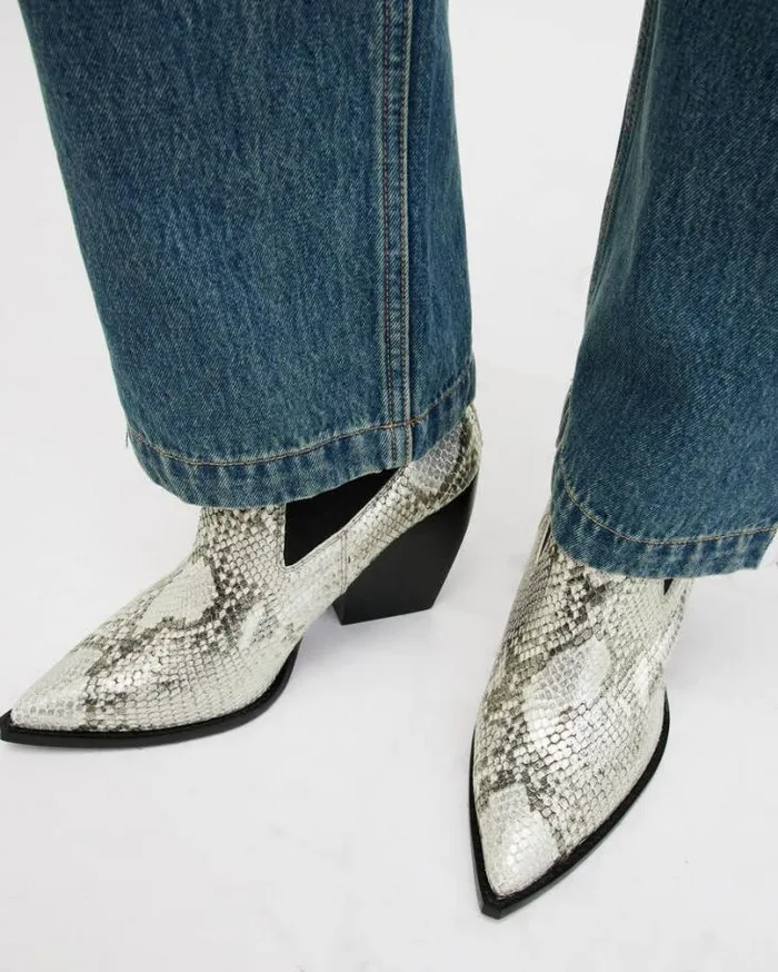 Ria Pointed Snake Leather Boots Metallic Gold Women AllSaints Shoes and Boots Ria Pointed Snake Leather Boots Metallic Gold Women AllSaints Shoes and Boots