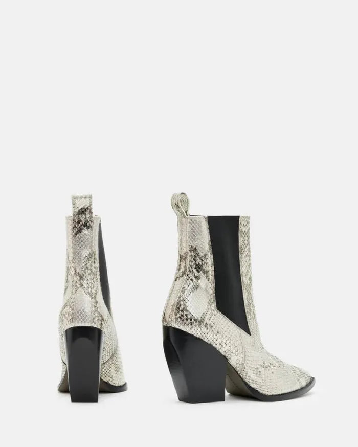 Ria Pointed Snake Leather Boots Metallic Gold Women AllSaints Shoes and Boots Ria Pointed Snake Leather Boots Metallic Gold Women AllSaints Shoes and Boots