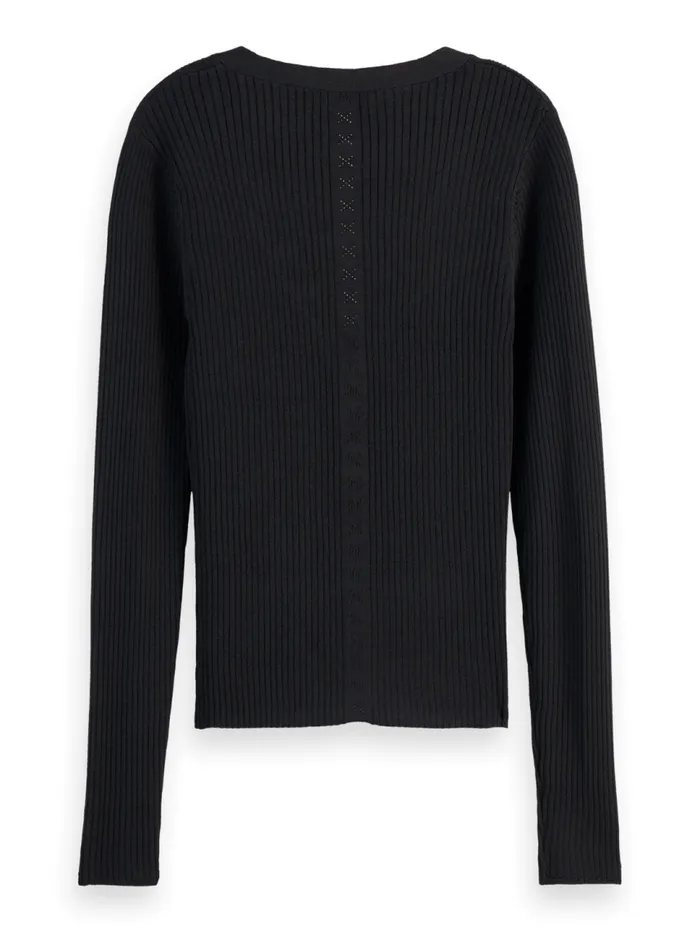 RIBBED FITTED PULLOVER Evening Black Women Scotch and Soda Knitwear