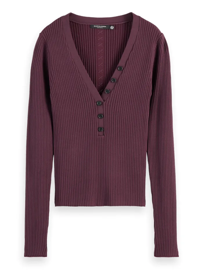 RIBBED FITTED PULLOVER Evening Black Women Scotch and Soda Knitwear