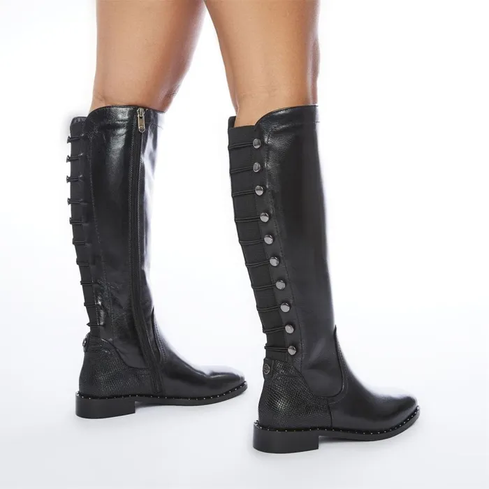Riding And Flat Boots Women Moda In Pelle Haisley Black Leather