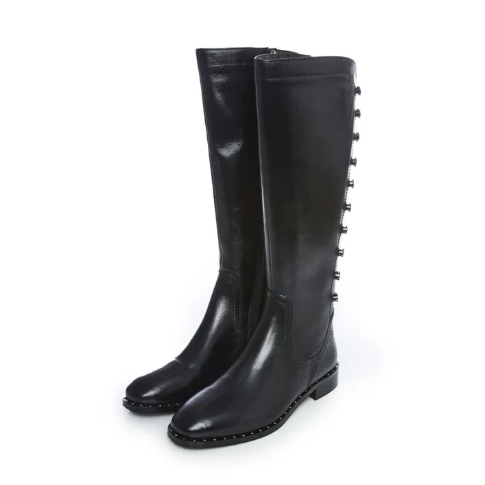 Riding And Flat Boots Women Moda In Pelle Haisley Black Leather