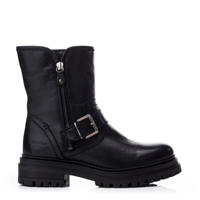 Riding And Flat Boots Women Moda In Pelle Shoon Sh Infell Black Leather